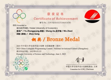 2025 年全国大学生程序设计竞赛铜奖证书